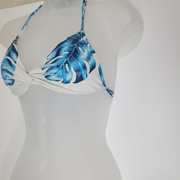 PILYQ Womens Wailea Kai Twist Halter Top Small Palm Leaf Stretchy Beach Coastal - Picture 6 of 10